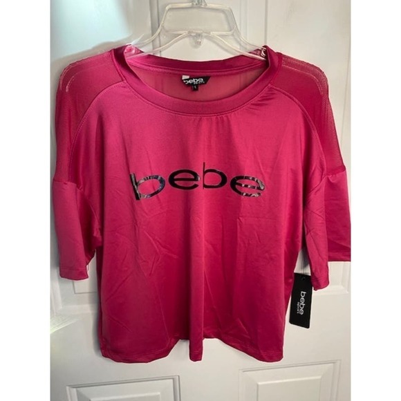 Bebe Sport Boxy Top Mesh Trim Size Large NWTs - Picture 6 of 6
